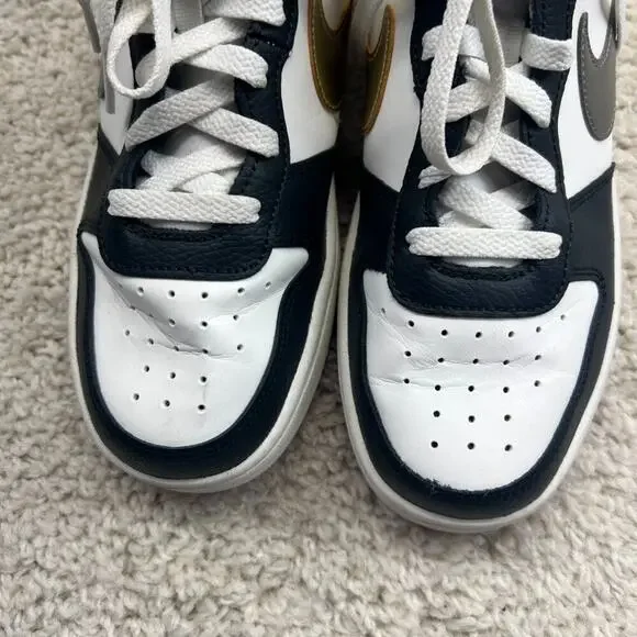 Nike Kids Sneakers Black White with Pink Accents - Picture 6 of 8